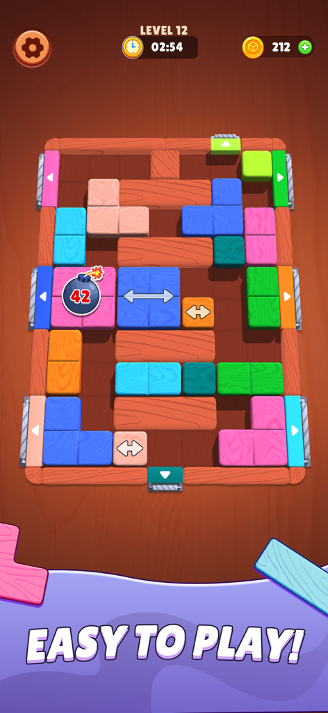 Screw Block Escape - Colorful wooden block puzzle level in Screw Block Escape