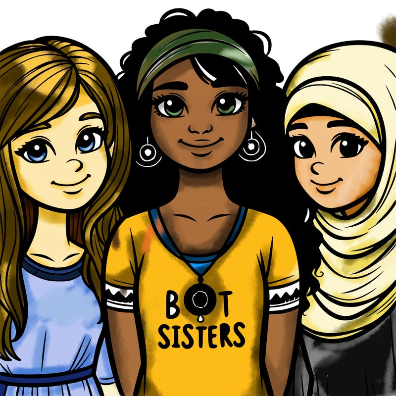 three sisters with a best sisters necklace