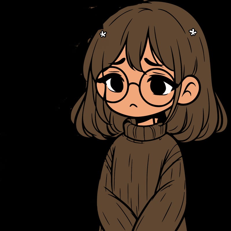 sad girl with glasses in a sweater