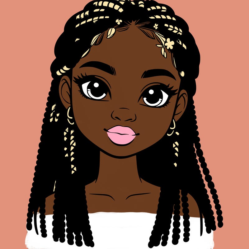 a realistic black girl with braids