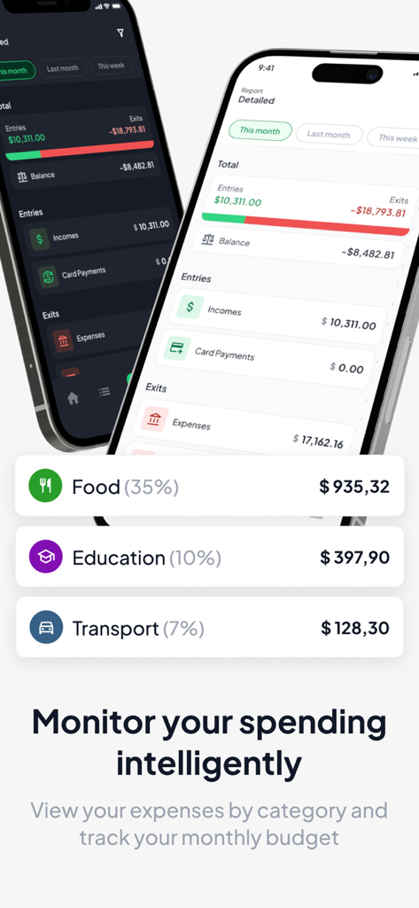 Despezzas: controle financeiro - Interface móvel do aplicativo Despezzas mostrando gastos mensais por categoria
