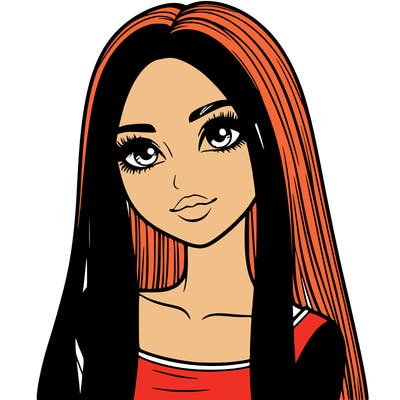 realistic girl with straight and long hair