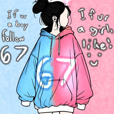 realistic girl with a oversized sweatshirt on and a bun