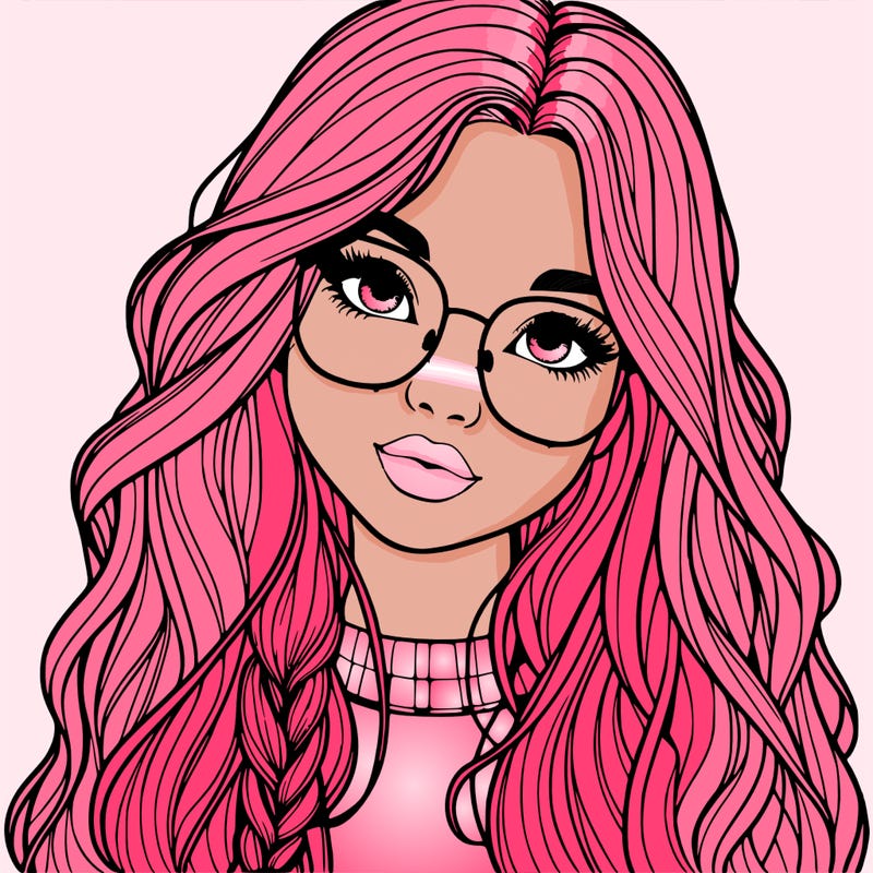girl with long hair and freckles and glasses realistic