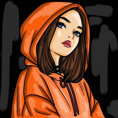 a realistic girl in a hoodie