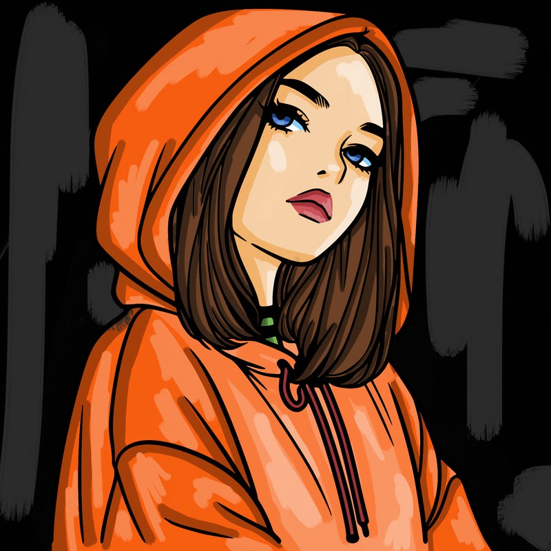 a realistic girl in a hoodie