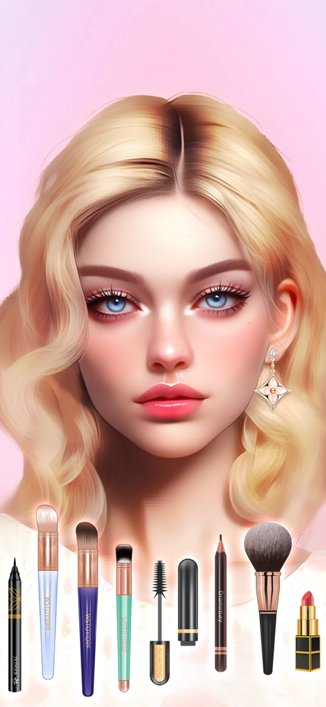 Makeup Salon - DIY Makeup game - Personagem digital com maquiagem profissional e várias ferramentas de aplicação no aplicativo Salão de Maquiagem.