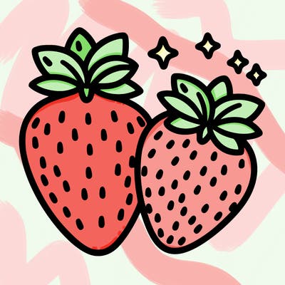 strawberry, line art simple