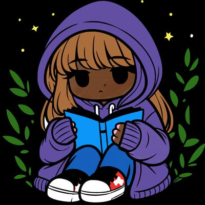 girl in oversized hoodie reading a book
