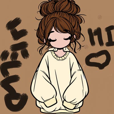 girl with baggy sweatshirt and messy bun