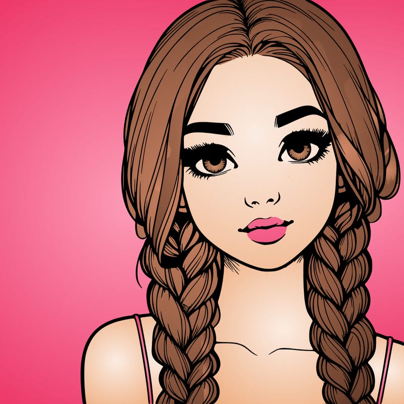realistic girl with braids