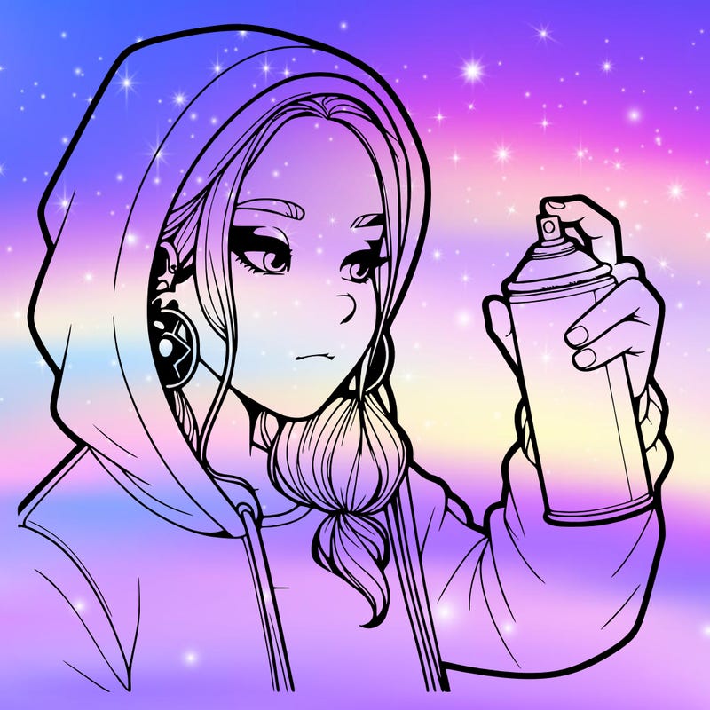 a realistic girl, spray painting