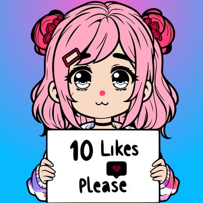 a girl with a sign saying 10 likes please