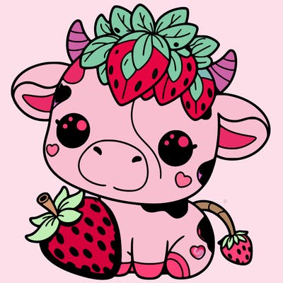 cute strawberry cow