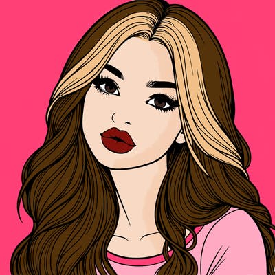 realistic girl with hair on her hair and lips