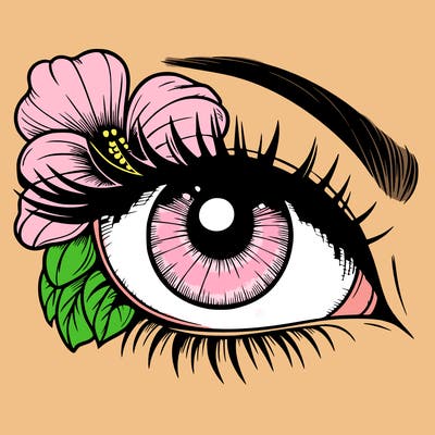 realistic eye with flower