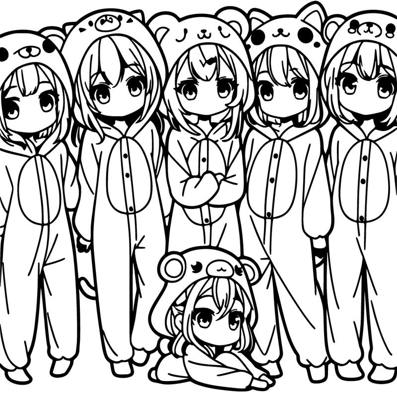 a group of girls in cute animal onsies