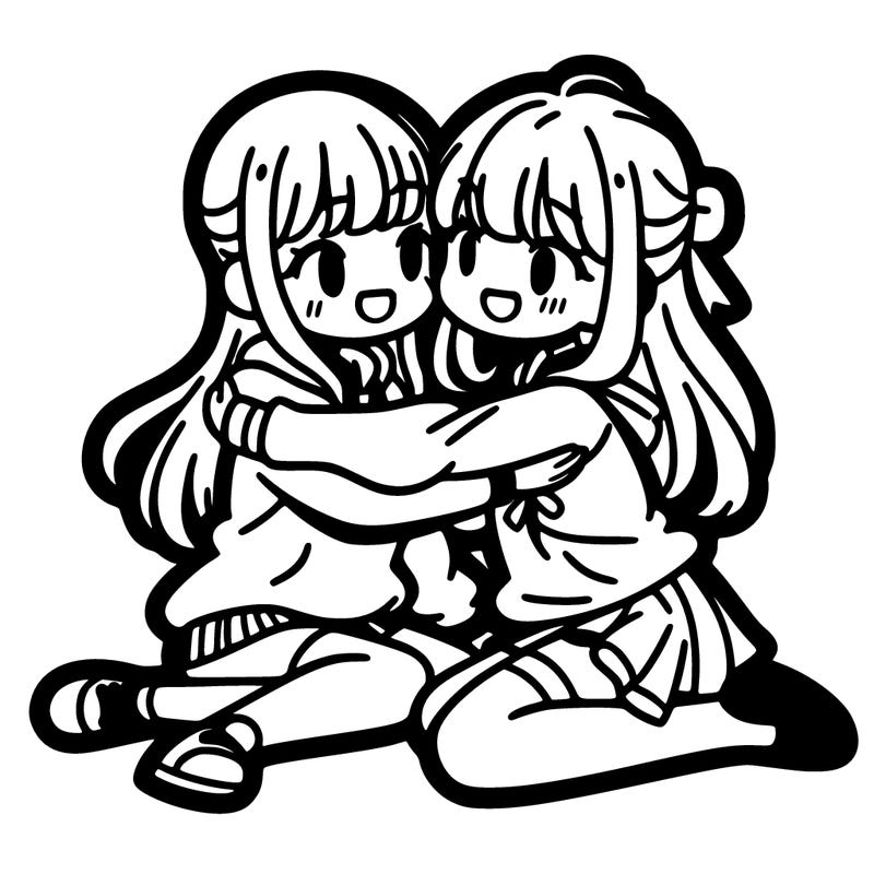 two girls cuddle manga