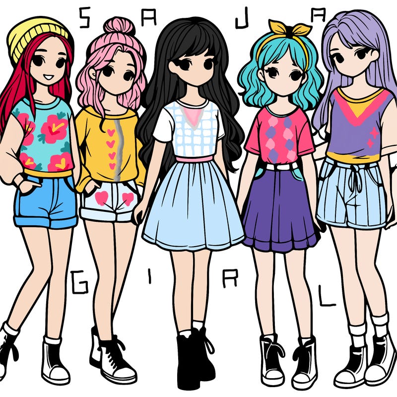 a group of five girls