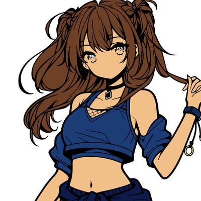 anime girl with crop top