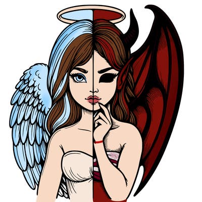 realistic angel half demon