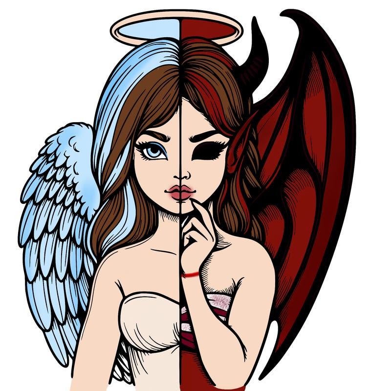 realistic angel half demon