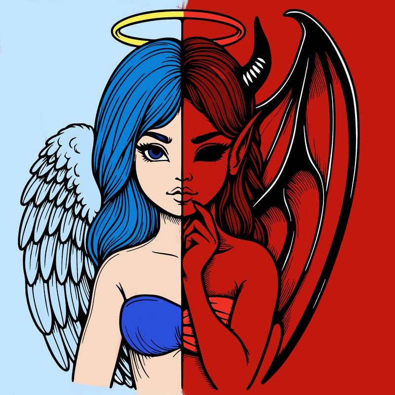 realistic angel half demon