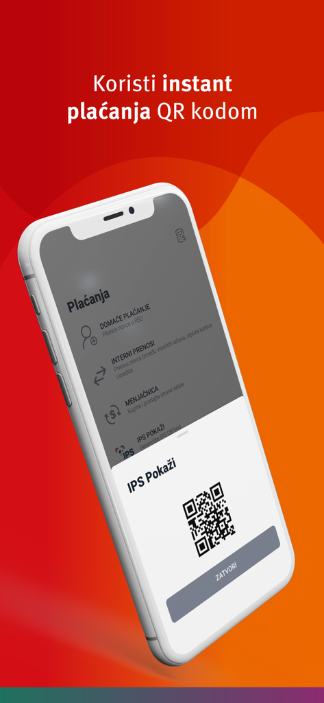 mBankar ProCredit Bank Srbija - mBankar app screen showing instant QR code payment feature for ProCredit Bank Serbia