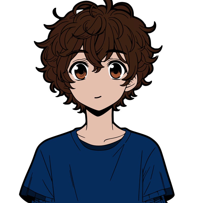 manga boy with curly hair