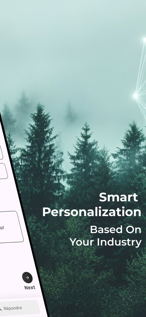 Airswop mobile app screen displaying smart AI personalization for industry-specific sales messaging.