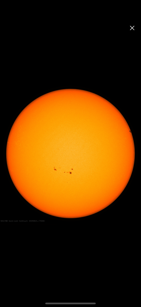 Solar Activity - Real-time SDO image of the sun showing active sunspots