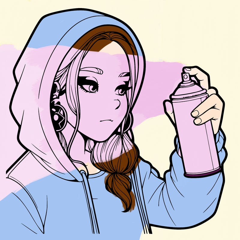 a realistic girl, spray painting
