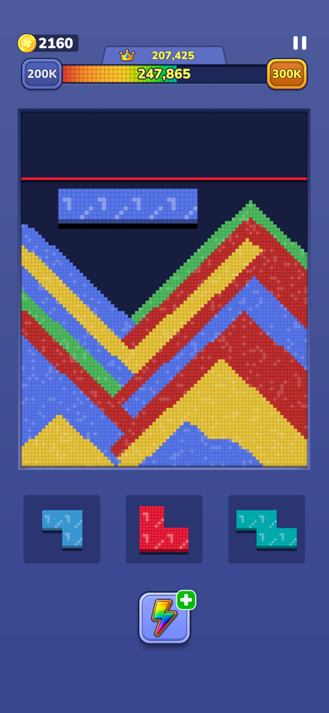 Sand Block Color Escape Puzzle - Tela de jogabilidade de Sand Block Color mostrando física de areia colorida e seleção de blocos.