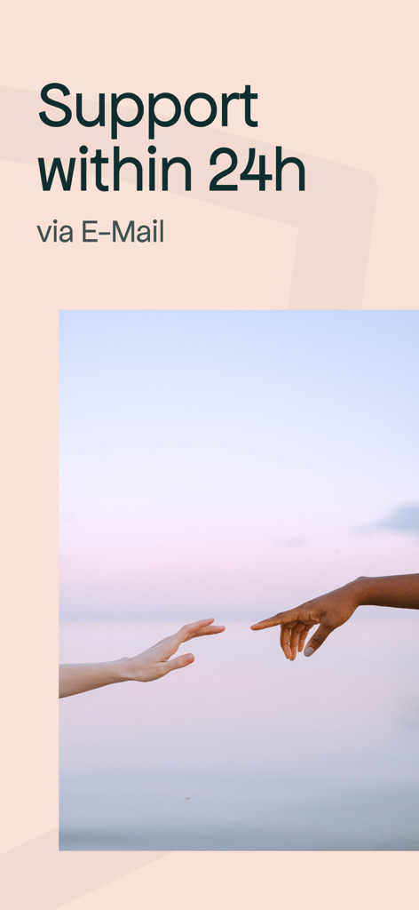 Shield Porn Blocker - Shield Porn Blocker app interface showing 24h email support with reaching hands visual