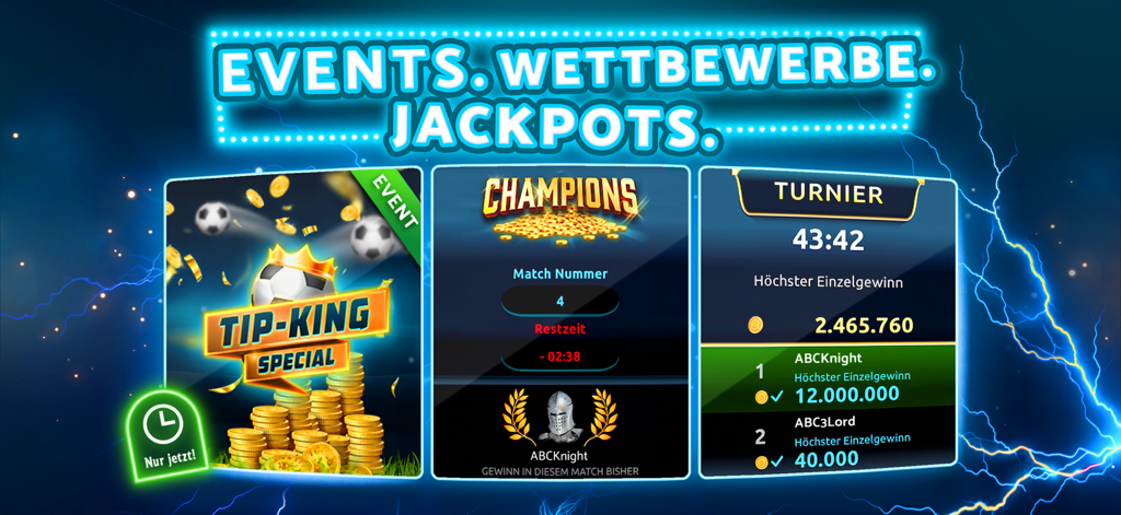CrazyBuzzer Casino Slot Spiele - CrazyBuzzer casino app screenshot showing events competitions and tournament leaderboards with virtual jackpots