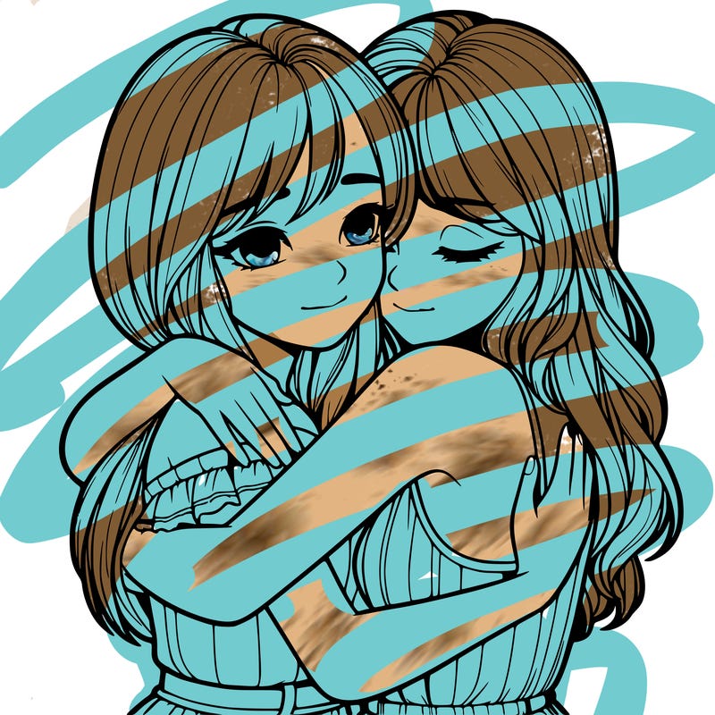 realistic girls hugging