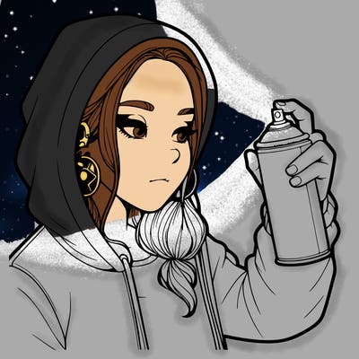 a realistic girl, spray painting