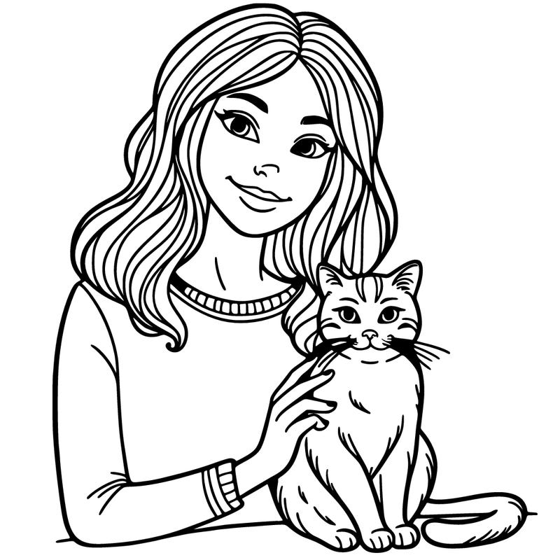 woman with cat