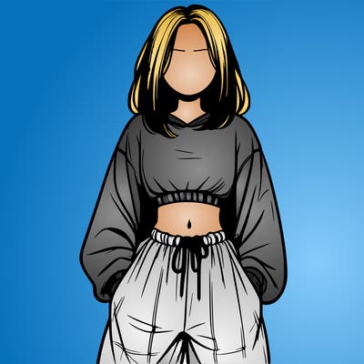 realistic girl faceless with baggy pants and a crop top