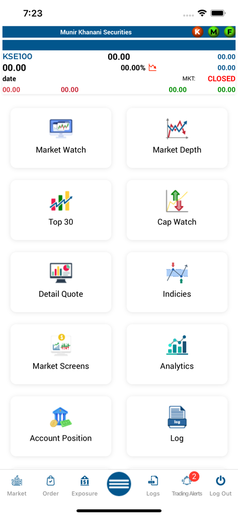 MMK Trade-iFlair - MMK Trade-iFlair app dashboard with market and trading options