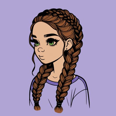 realistic girl with braids