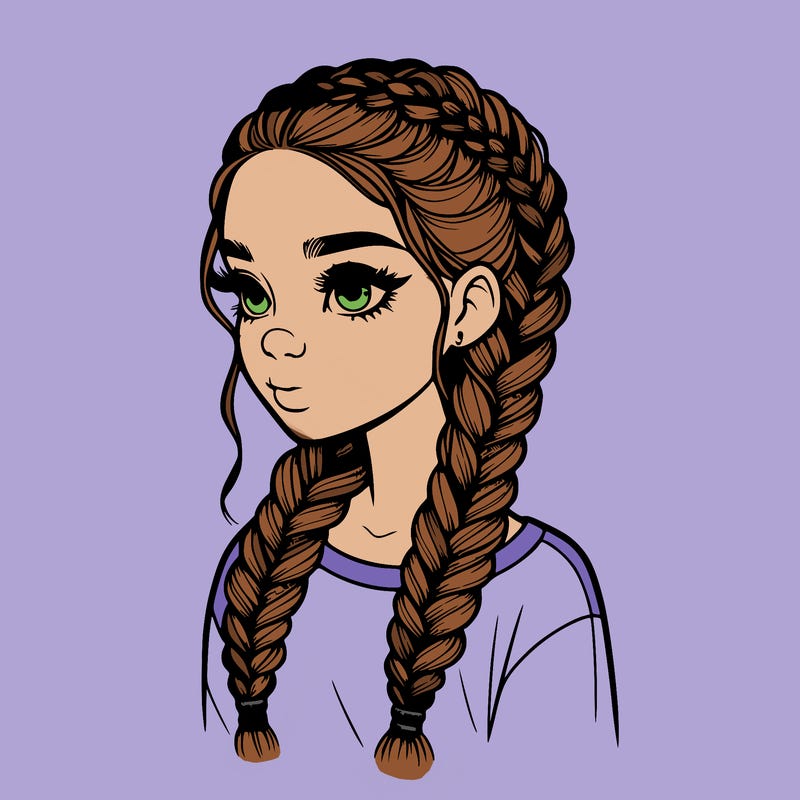 realistic girl with braids