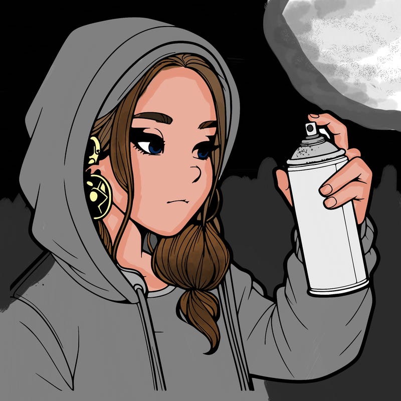 a realistic girl, spray painting