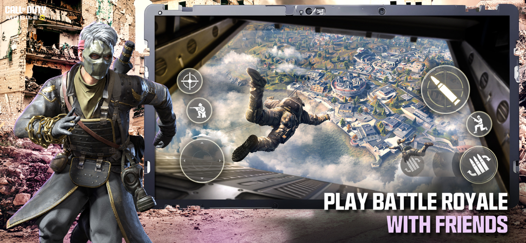 Players skydiving from a plane in Call of Duty Mobile Battle Royale mode