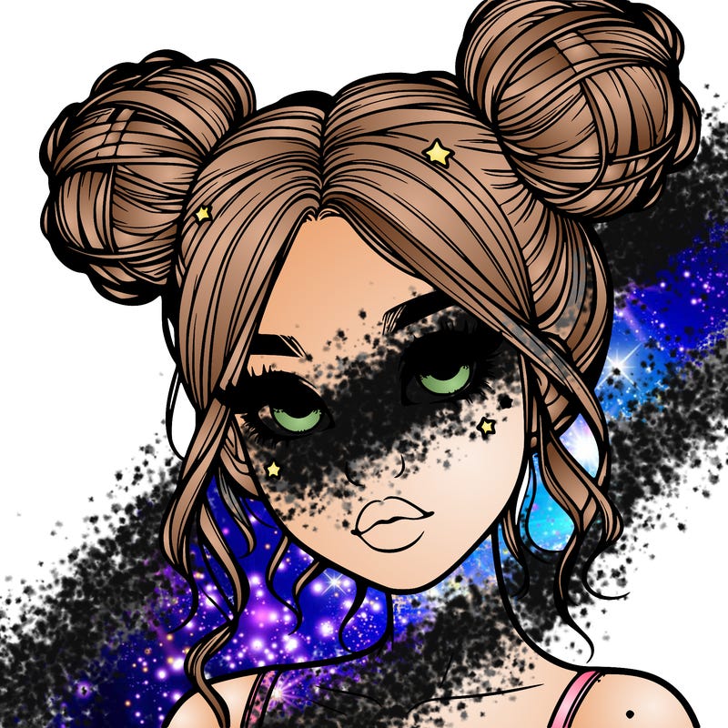 realistic girl with space buns