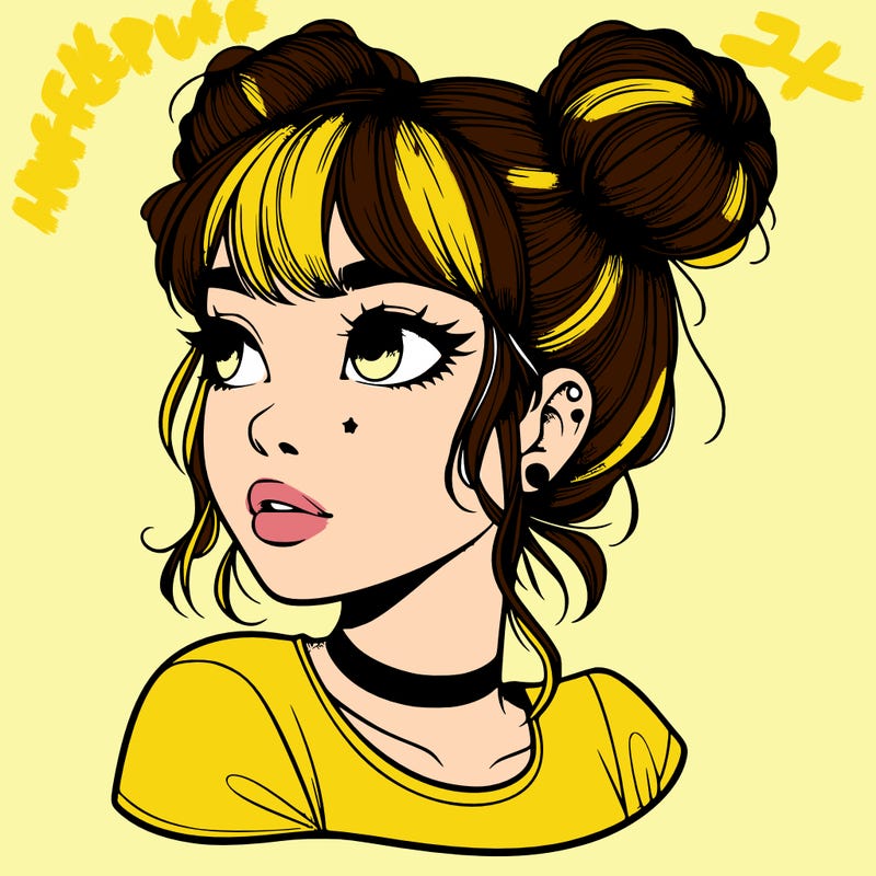 realistic girl with spacebuns