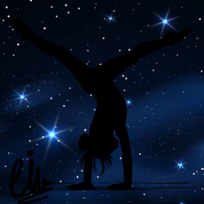 realistic gymnastic hand stand girl in four splits