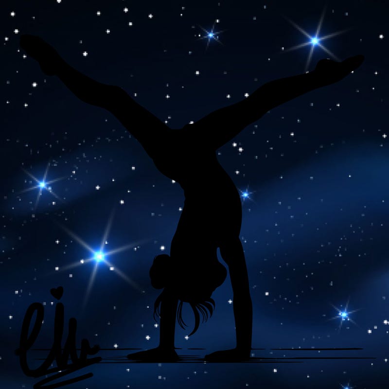 realistic gymnastic hand stand girl in four splits