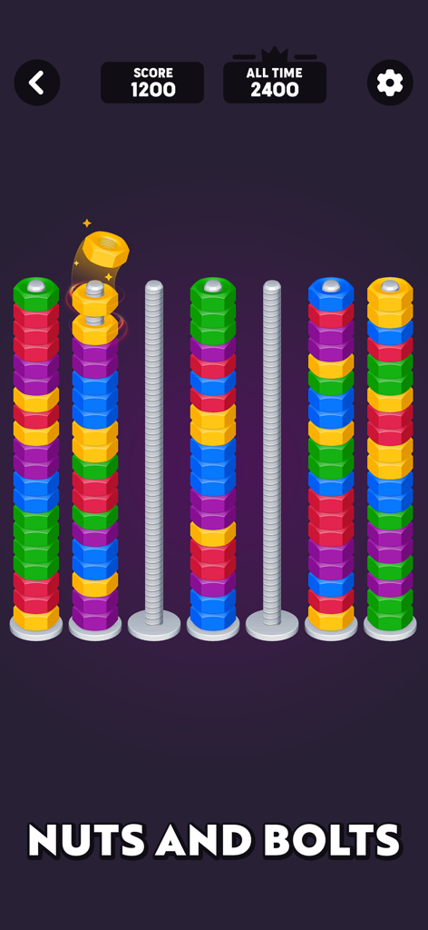 Offline Games - No Wifi Games - Interfaccia del gioco di puzzle di smistamento Dadi e Bulloni