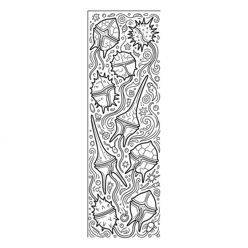 Unleash your creativity with this unique Dinoflagellate Bookmark coloring page, perfect for marine biology enthusiasts and art lovers alike. Dive into the intricate world of microscopic ocean life and bring these fascinating organisms to vibrant life.